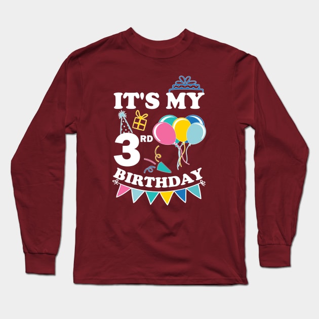 Kids It's My 3rd Birthday Celebrating three years Long Sleeve T-Shirt by greatnessprint